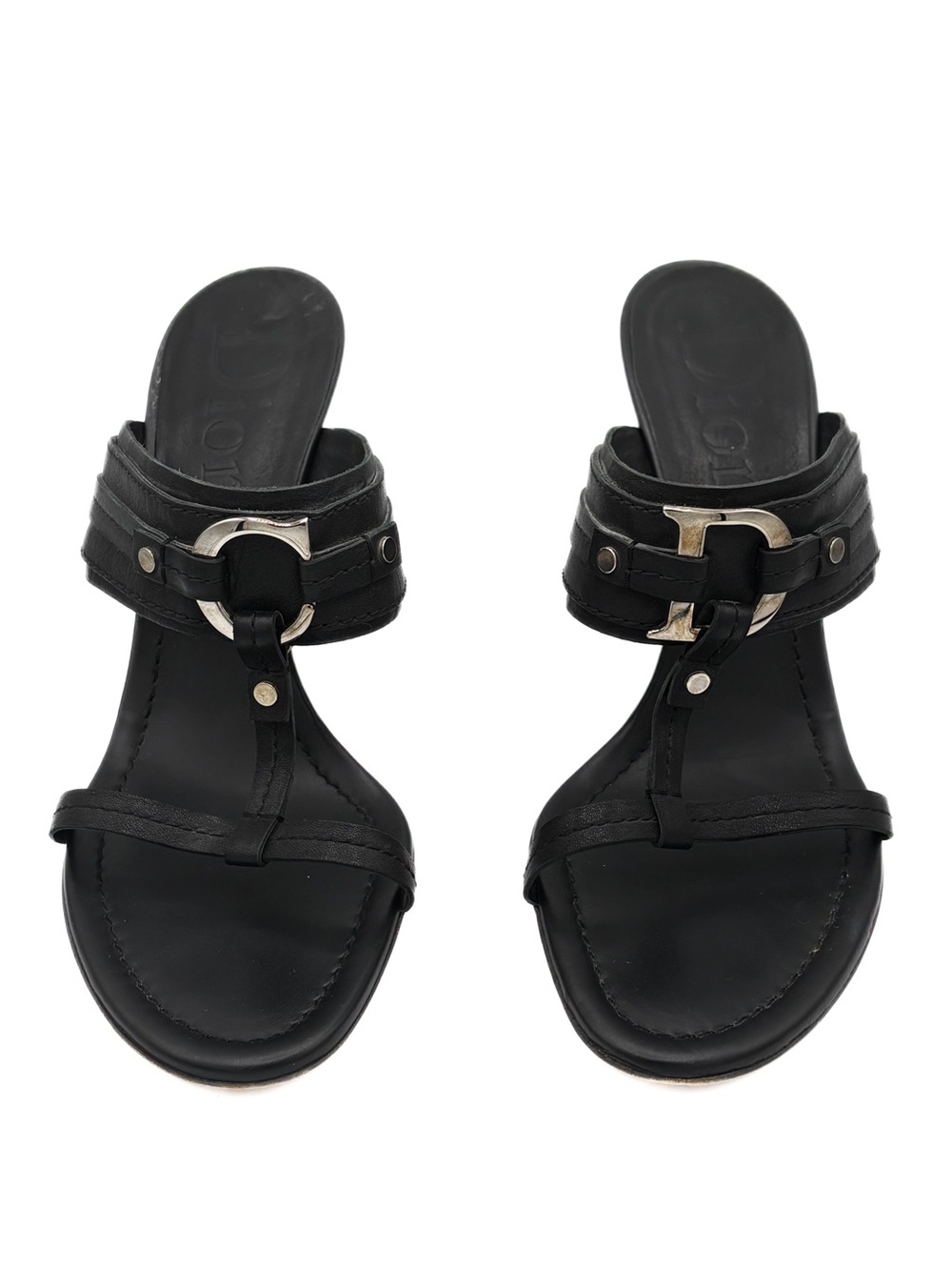 Christian Dior 2006 Galliano CD Logo Vintage Mule Sandal Heels Black 40